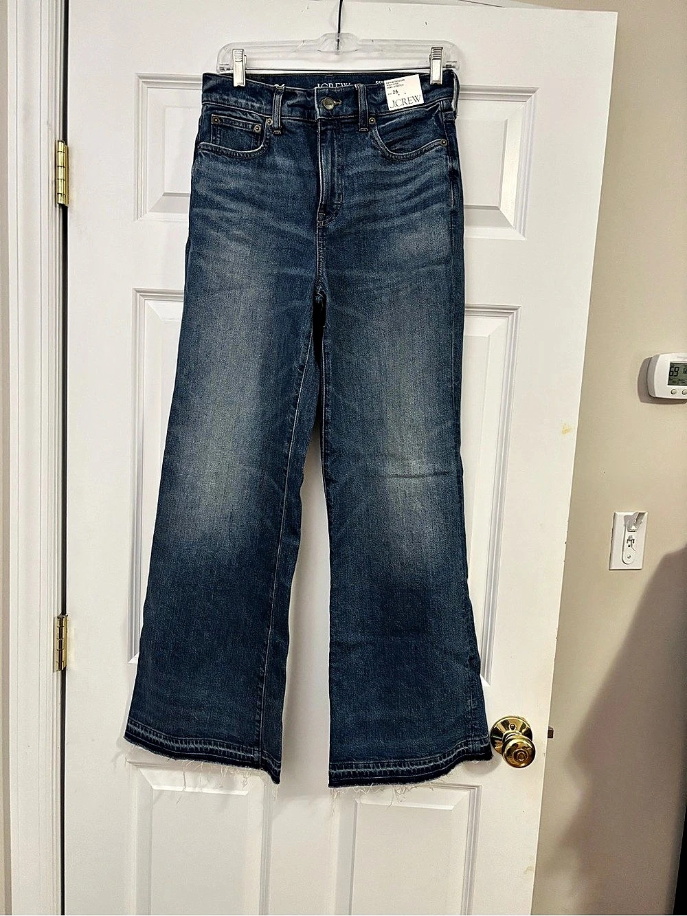 J.Crew Denim Trouser High Rise Semi-Stretch Wide Leg Blue Waist 26. NWT